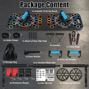 Multifunctional Push Up Board Home Strength Training Equipment With 15 Fitness Accessories Pilates Bar Resistance Band Roller Wheel Full Body Workout Home Gym Equipment
