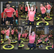 fitness trampoline with handrail