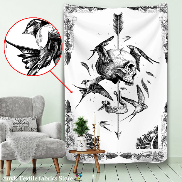 witchcraft skull tapestry