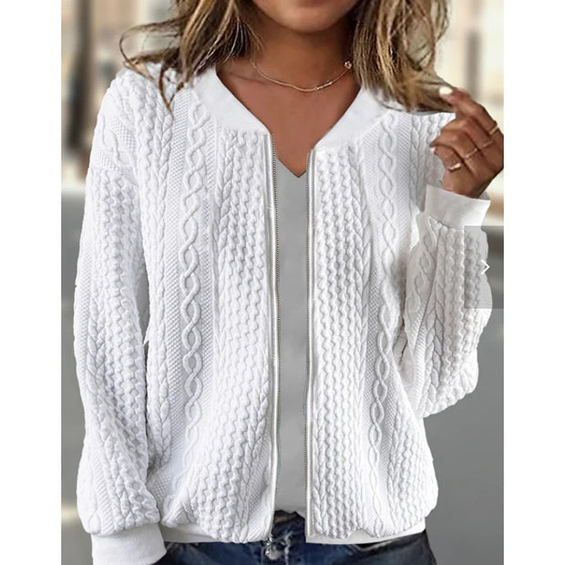 womens jacquard bomber jacket