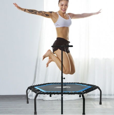 fitness trampoline with handrail