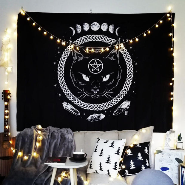 witchcraft skull tapestry