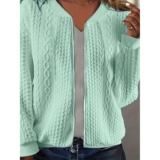 womens jacquard bomber jacket